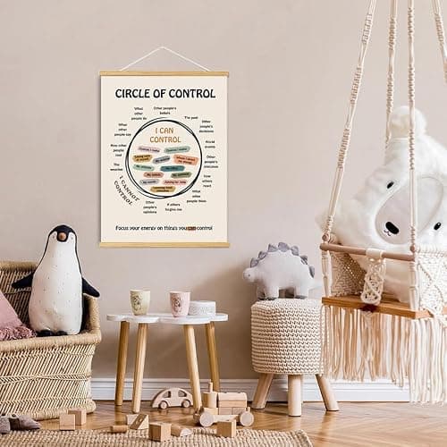 BAEMEFLE Boho Circle of Control Framed Inspirational Canvas Print, Positive Mindset Wall Decor for Therapist Counselor Office Homeschool Calm Down Corner 16x12 Inch (CIRCLE OF CONTROL, 16"L x 12"W, Framed) — view 5