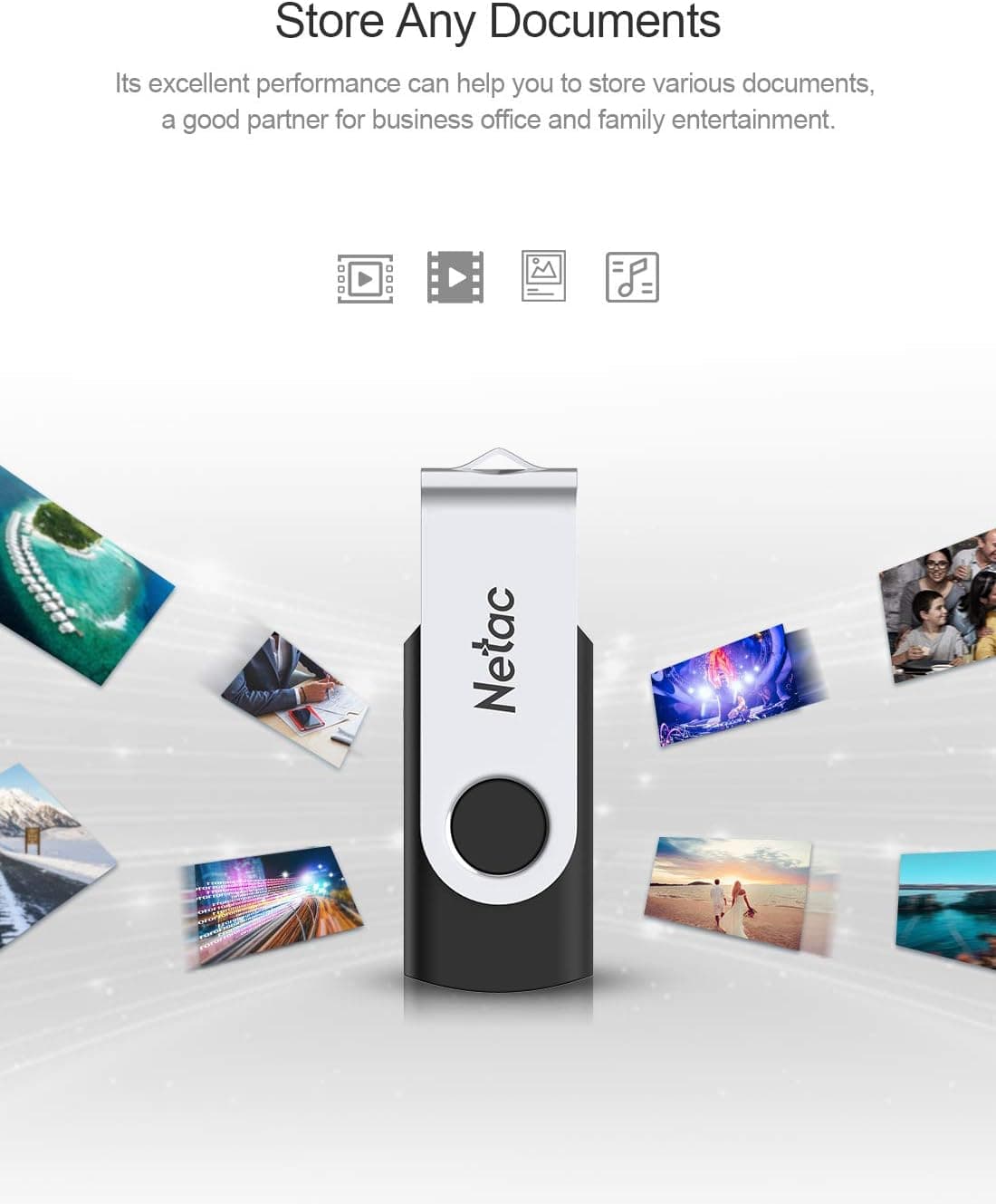 Netac 64GB USB 2.0 Flash Drive, Swivel Design Memory Sticks, Pen Drive, Usb Sticks for Data Storage, Zip Drive and jump Drive with LED Light — view 4