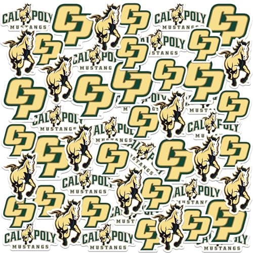 California Polytechnic State University Spirit Logos 50ct Vinyl Large Deluxe Stickers Variety Pack - Laptop, Water Bottle, Scrapbooking, Tablet, Skateboard, Indoor/Outdoor