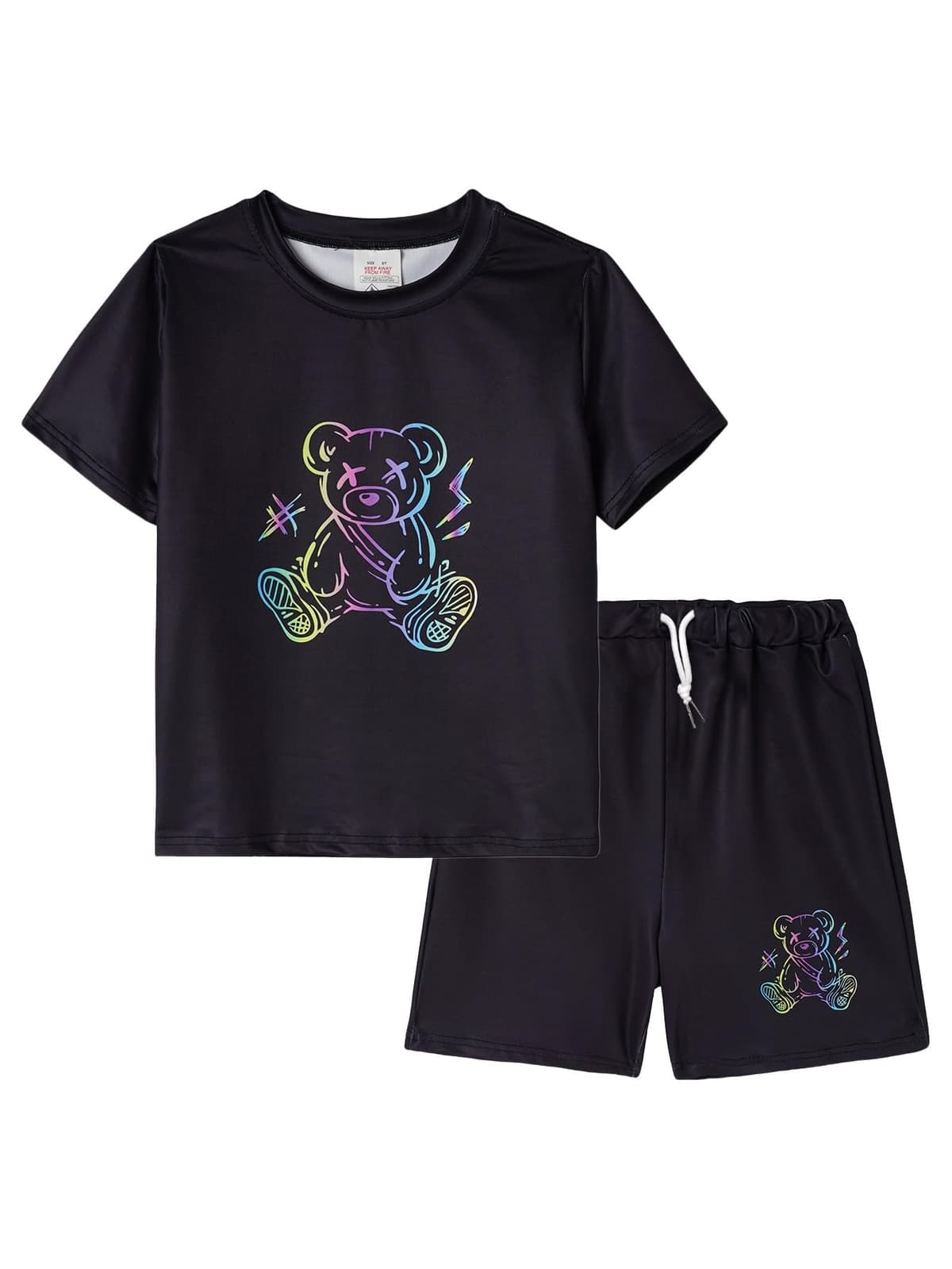 Conjunto deportivo transpirable de verano para niños, camiseta de manga corta con cuello redondo y pantalones cortos casuales para jugar a diario — view 9