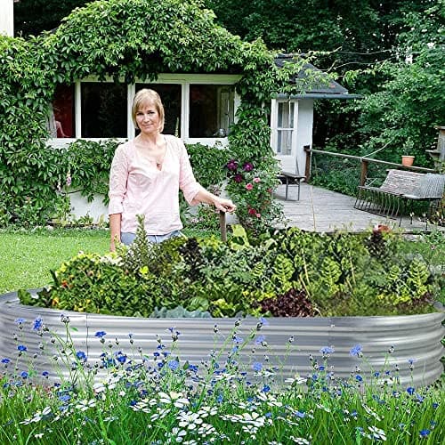 Land Guard Galvanized Raised Garden Bed Kit, Galvanized Planter Raised Garden Boxes Outdoor, Oval Large Metal Raised Garden Beds for Vegetables…… — view 5