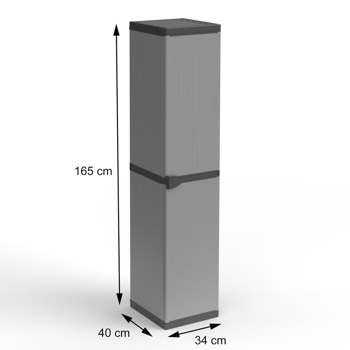 Adventa: Armario de Resina de PVC y PP, 1 Puerta, 3 estantes, fácil de Montar, Modular System, Resistente, Apto para ambientes Interiores y Exteriores, 34 x 40 x 165 cm, Gris y Negro — view 3