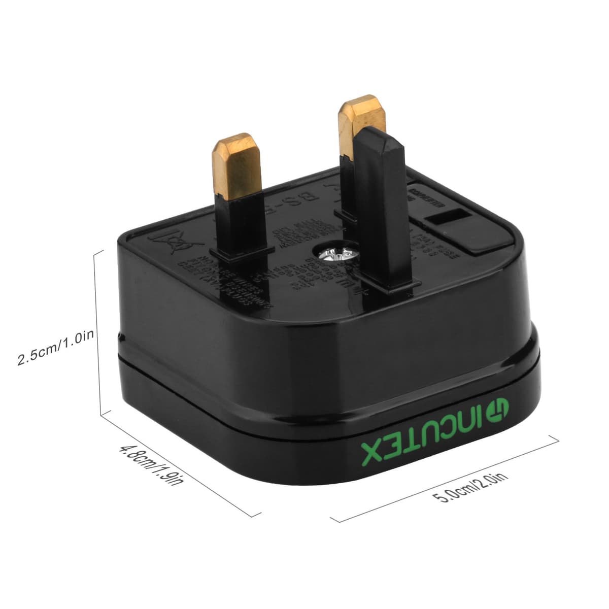 Incutex 2X adaptadores de Viaje para UK GB Inglaterra Tipo C Conector Europeo hacia Enchufe UK 3 Patas, Negro — view 4