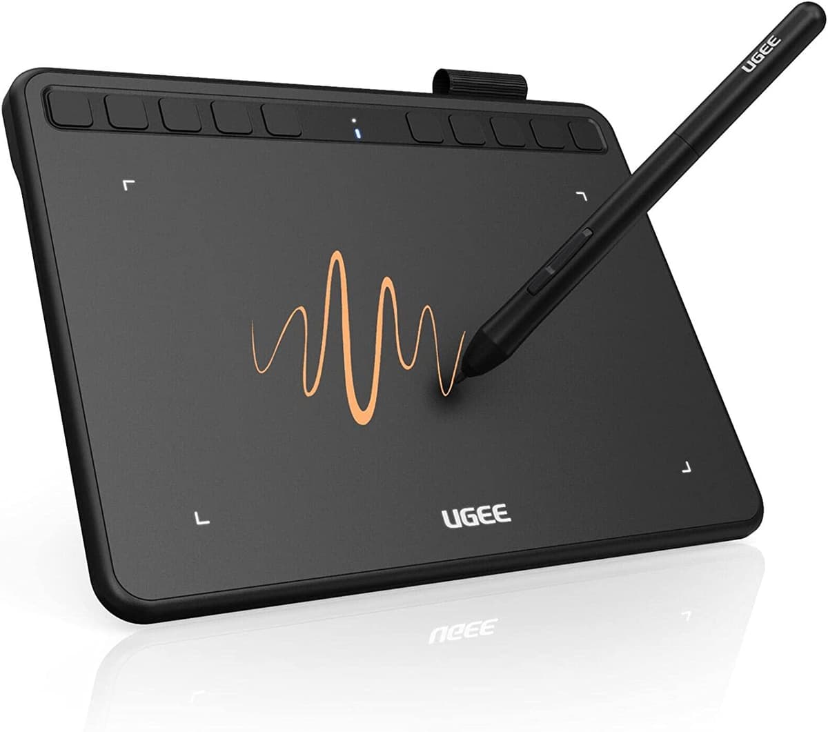 Tableta Gráfica UGEE S640,Tableta Digitalizada Portátil Ultradelgada de 2.4G,con Función de Inclinación, Teclas Personalizadas, Lápiz sin Pilas para Windows Mac Linux