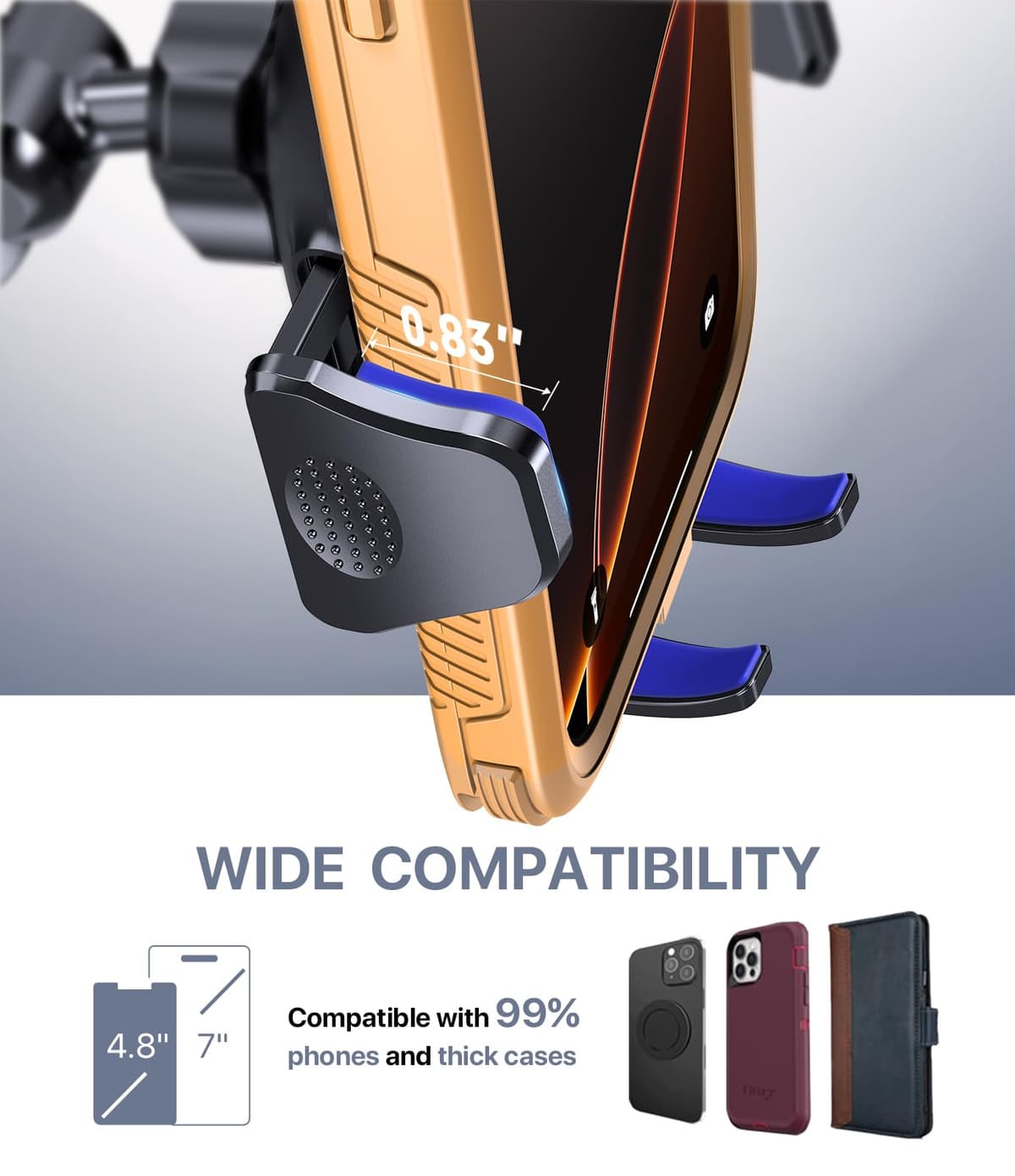 Miracase Car Phone Holder for Cars Air Vent Dashboard Windscreen Desk, 4in 1 Mobile Phone Mount Automobile Cradle 360° Rotatable Stand Vehicle Mount for iPhone 17 16 15 Pro Plus Max 14 13 12 11Samsung — view 3