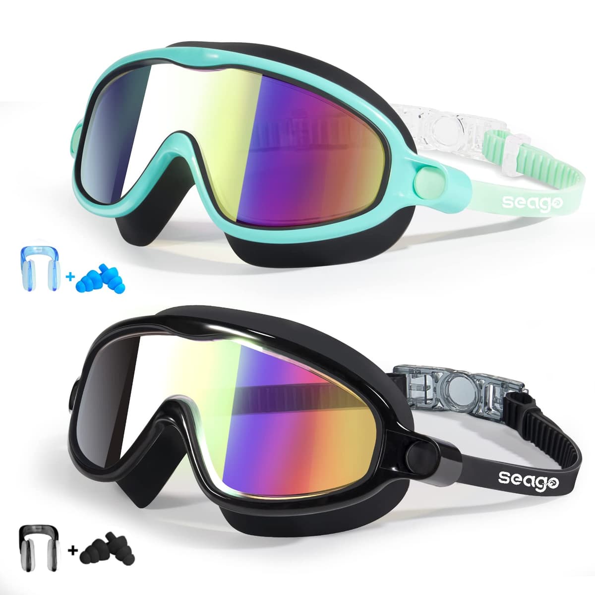 Seago Swim Goggles 2 Pack Anti-Fog Anti-UV Wide View Swimming Goggles for Kids 3-14 — view 19