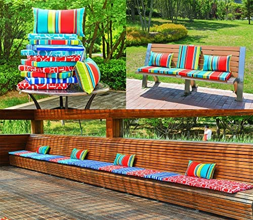 Outdoor Patio Cushions17 X 17" Blue Stripes Waterproof Garden Lawn Patio Furniture Chair Cushion Set of 4thicken High Density Sponge Filling for Outdoor Furniture Decorative,4Rope Fixed Straps — view 7