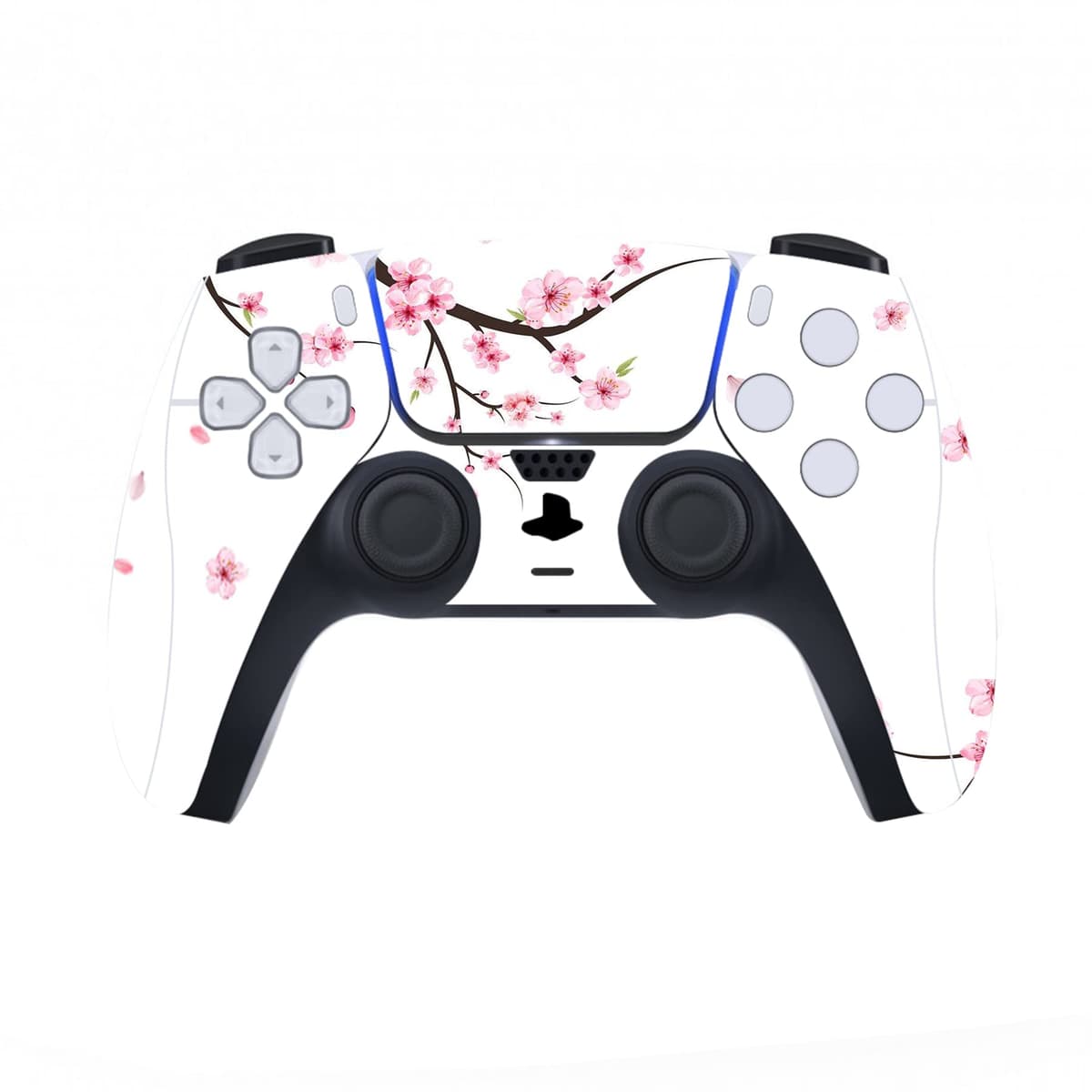 playvital Full Set Skin Decal for ps5 Console Digital Edition, Sticker Vinyl Decal Cover for ps5 Controller & Charging Station & Headset & Media Remote - Falling Cherry Blossom — view 4