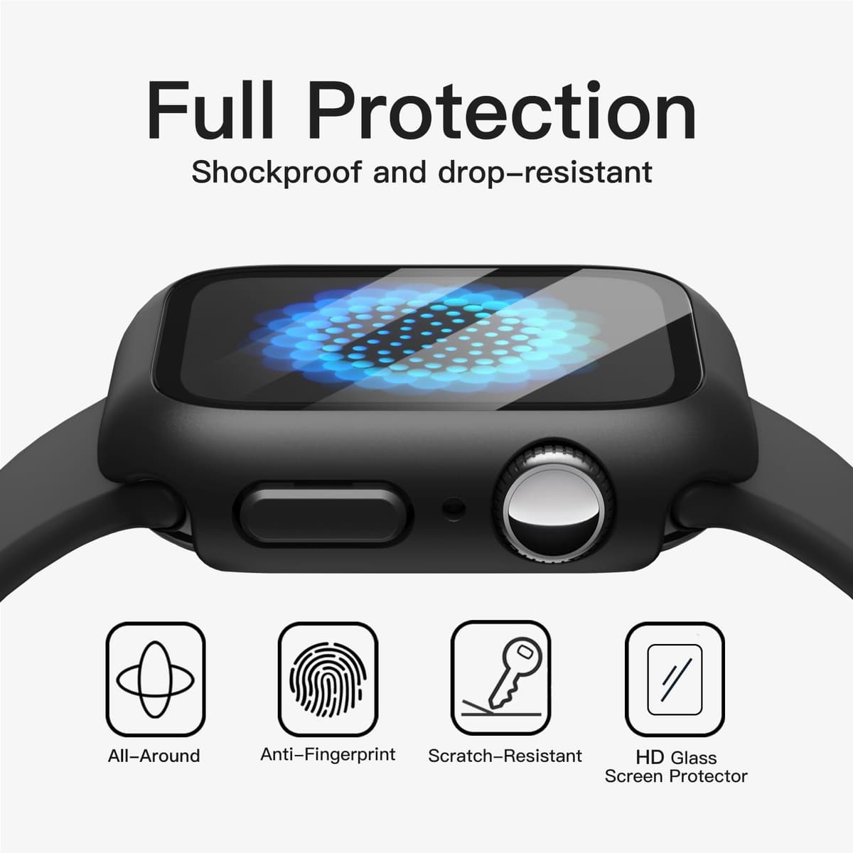 JETech Case with Screen Protector for Apple Watch Series 11/10 46mm, Overall Protective Cover, Built-in Tempered Glass Film High Sensitivity, 2 Pack (Black) — view 5