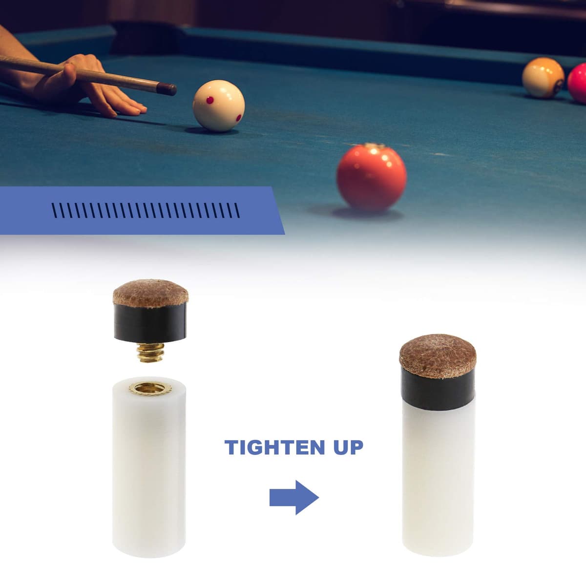 OTOTEC 20 Juegos de Puntas para Tacos de Billar Atornilladas de 11mm con Virolas de Palo de Billar Atornilladas Accesorios de Repuesto para Billar Inglés Suministros para El Hogar — view 5
