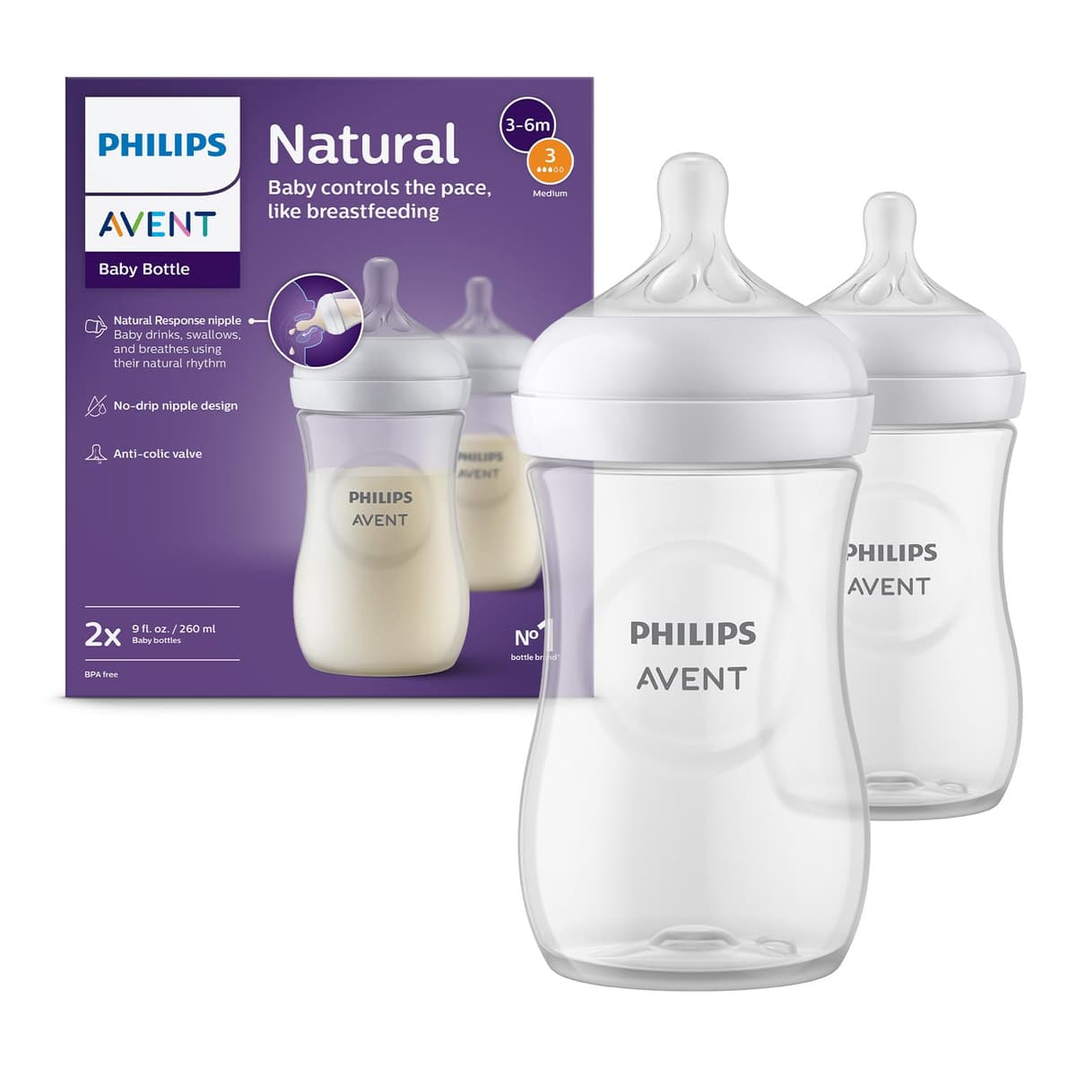 Philips Avent Biberón Natural Response: biberón para bebés recién nacidos de 260 ml, sin BPA, a partir de 3 a 6 meses modelo SCY903/01) — view 11