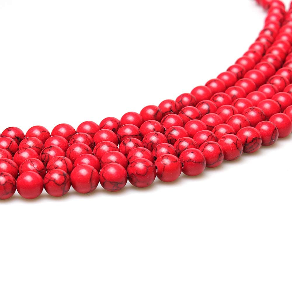 MJDCB 12mm 30 piezas Cuentas de Piedra Turquesa Rojo Sintéticas Redondas Sueltas Piedras Semipreciosas para Hacer Joyas Pulseras Collares — view 5