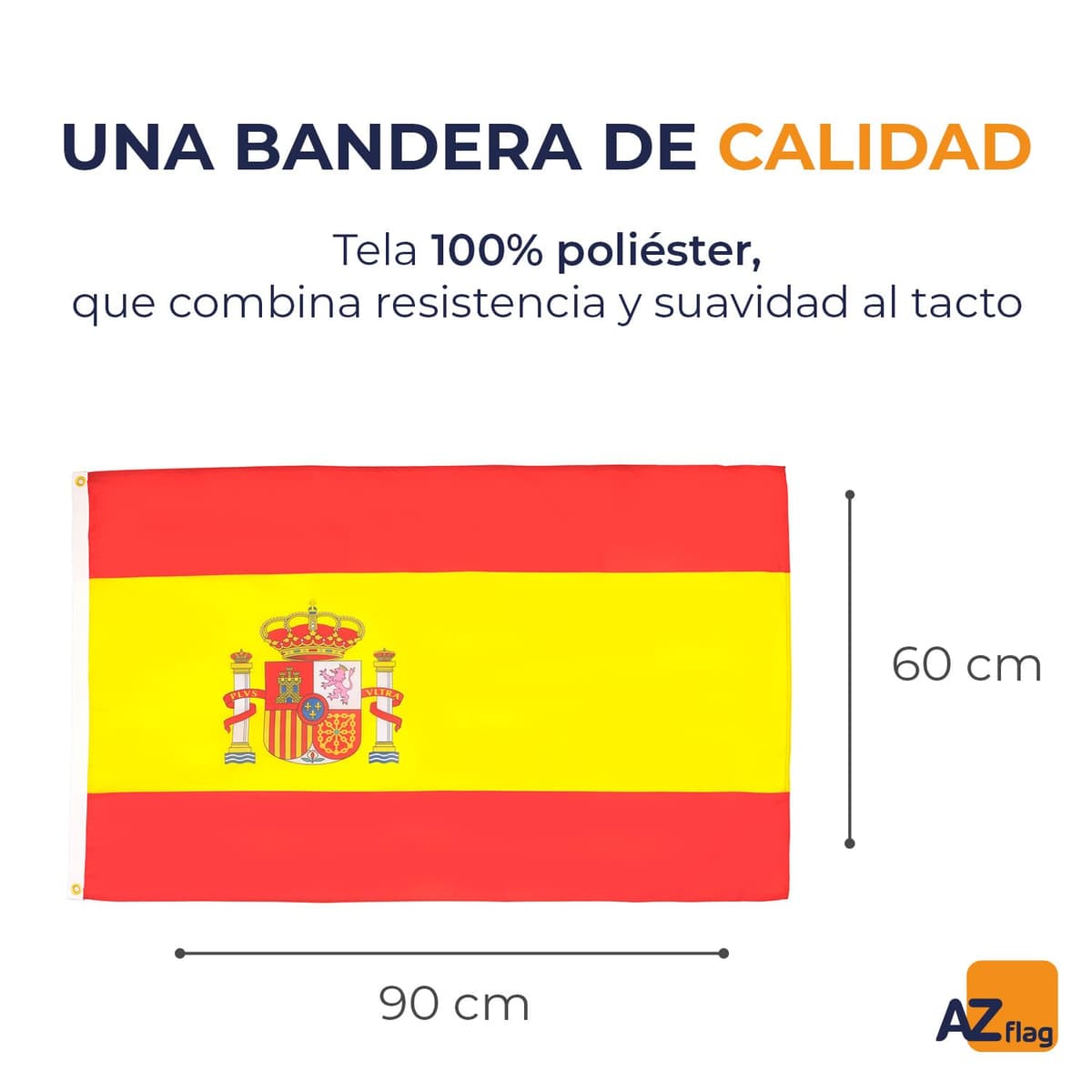 BANDERA de ESPAÑA 90x60cm - BANDERA ESPAÑOLA 60 x 90 cm poliéster ligero - AZ FLAG — view 2
