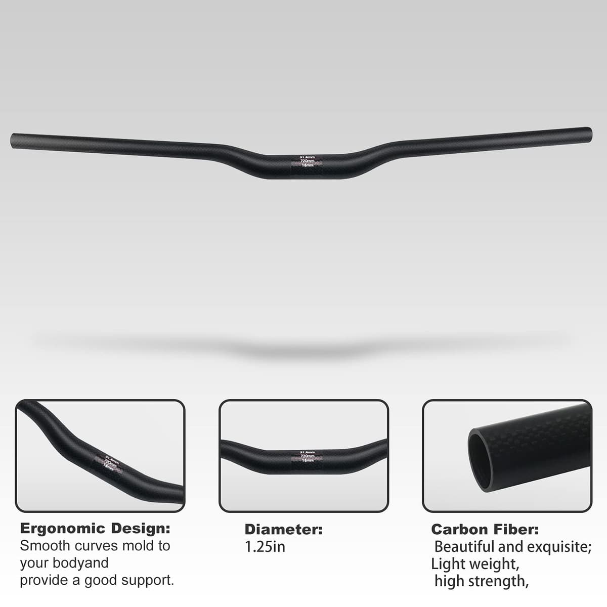 manillar plano de carbono,RXL SL manillar para mtb de carbono 3K mate 760mm — view 2