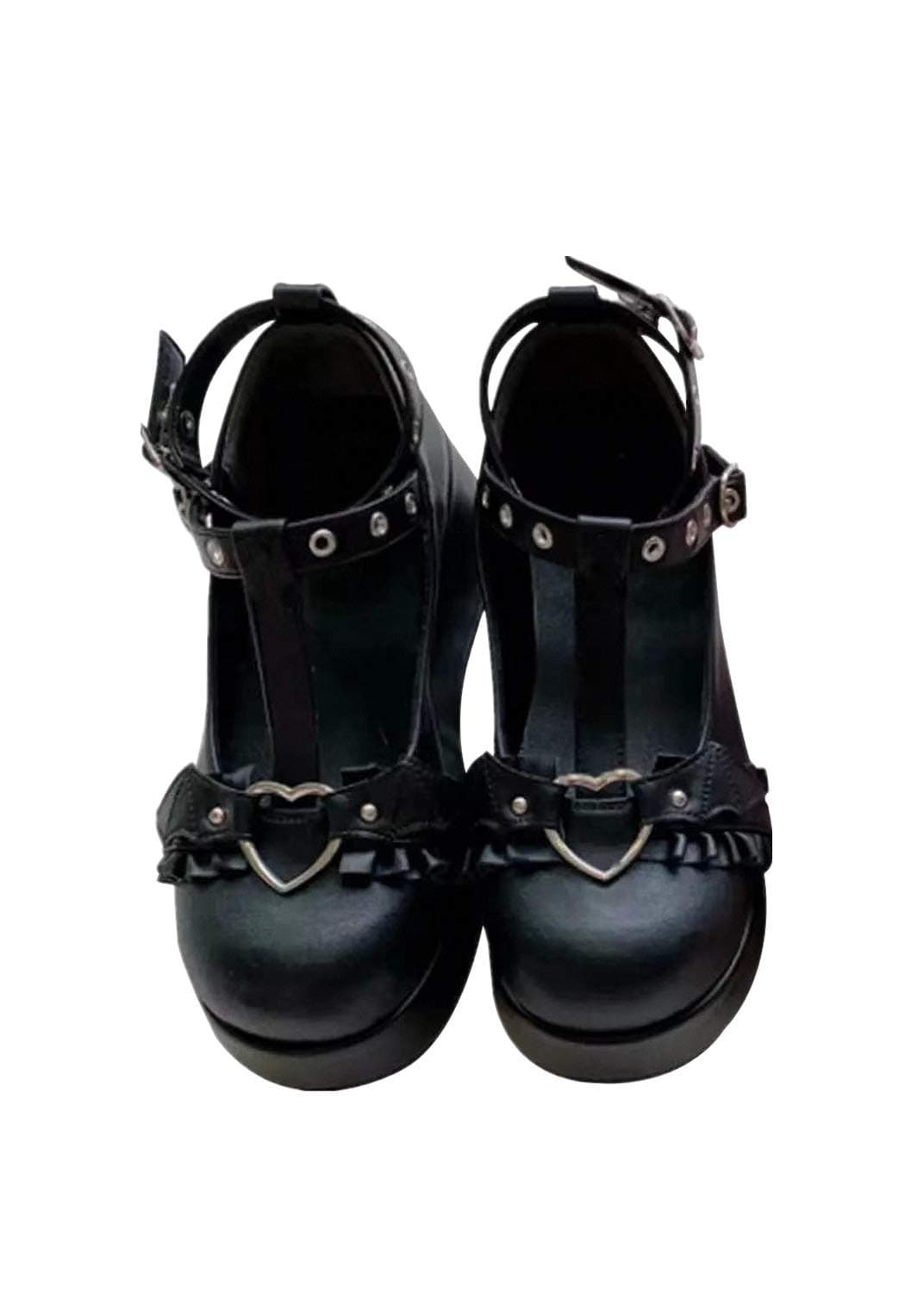 Womens Platform Mary Janes Shoes Sweet Toe Ankle Lolita Gothic Pumps Chunky Patent Leather