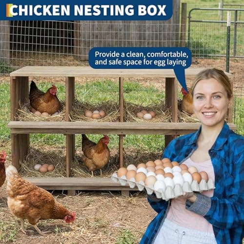 8-Hole Wood Chicken Nesting Box, Large Poultry Nesting Boxes with Perches & Baffles, Durable Wooden Nest Box for Hens, Ducks, Quails, Wall-Mount or Freestanding Coop Accessories for Backyard — view 5