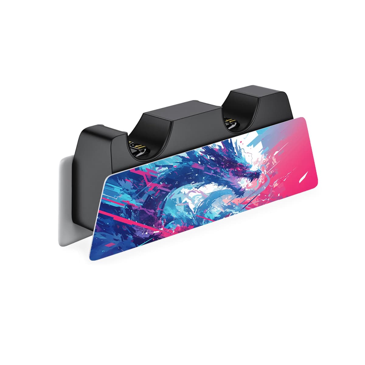 PlayVital Neon Dragoon Full Set Skin Decal for PS5 Console Disc Edition, Sticker Vinyl Decal Cover for PS5 Controller & Charging Station & Headset & Media Remote — view 5