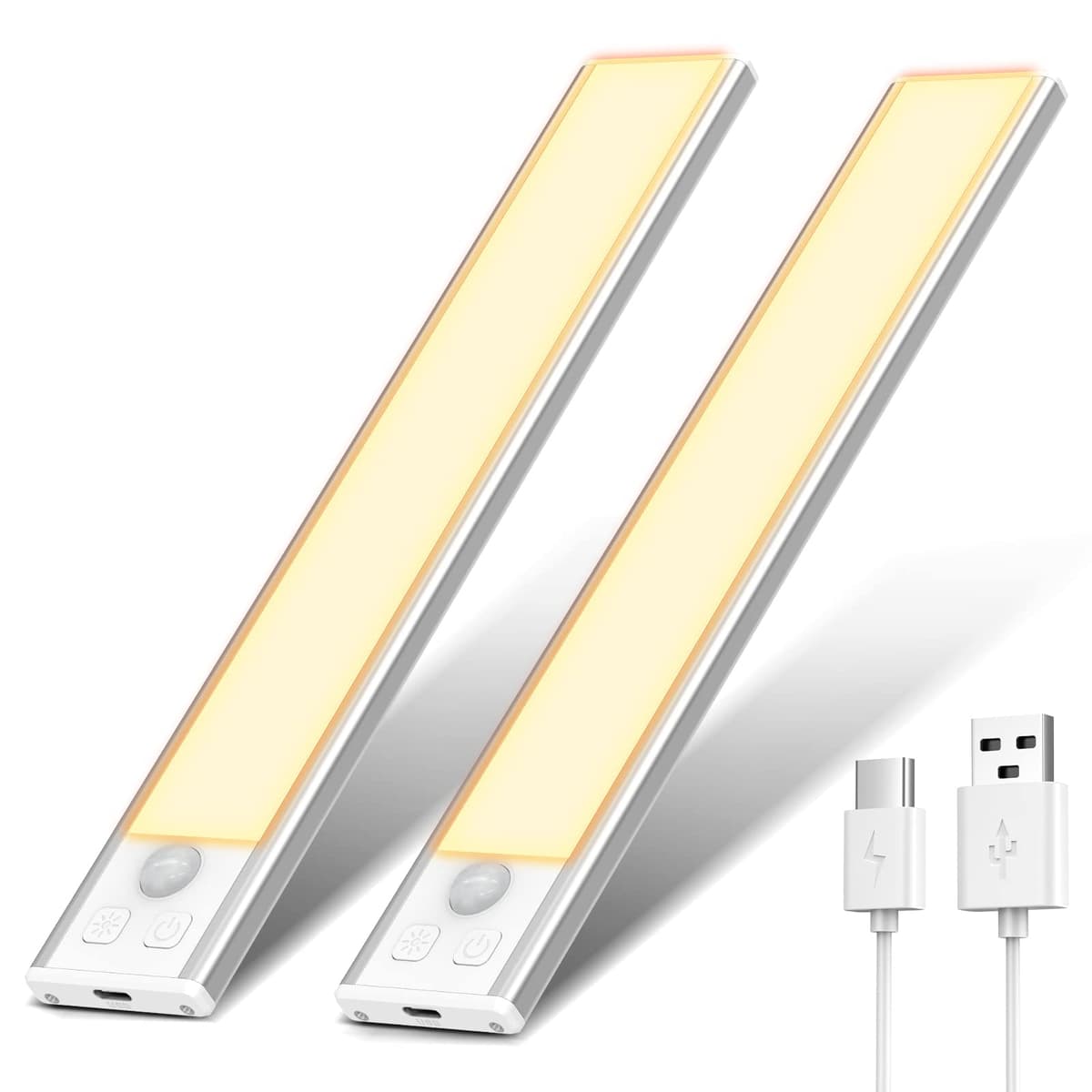 OUILA Under Cabinet Kitchen Lights, 64 LED [2 Pack] 3 Color Stepless Dimming Motion Sensor Lights Indoor, 1000mAh USB-C Rechargeable LED Lights for Cupboard, Kitchen — view 16