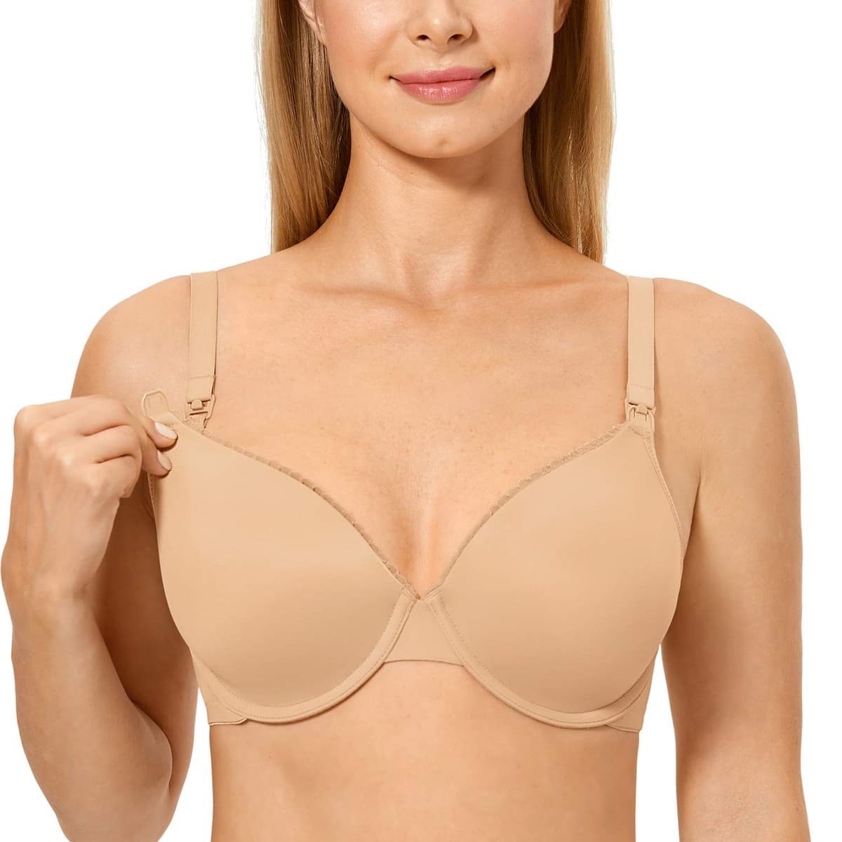 Gratlin Women's Full Cup Lightly Lined Plunge Underwire Maternity Nursing Bra — view 3