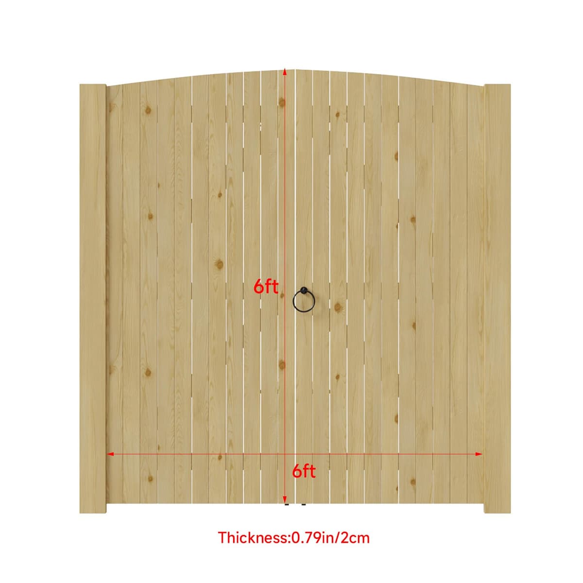 INMOZATA Double Garden Gates,Wooden Drive Way/Pedestrian Gate with Lock and Knocker Heavy Duty Swing Gates for Garden Animal Sheds Farm entrances(6ftwide*6ft high) — view 2
