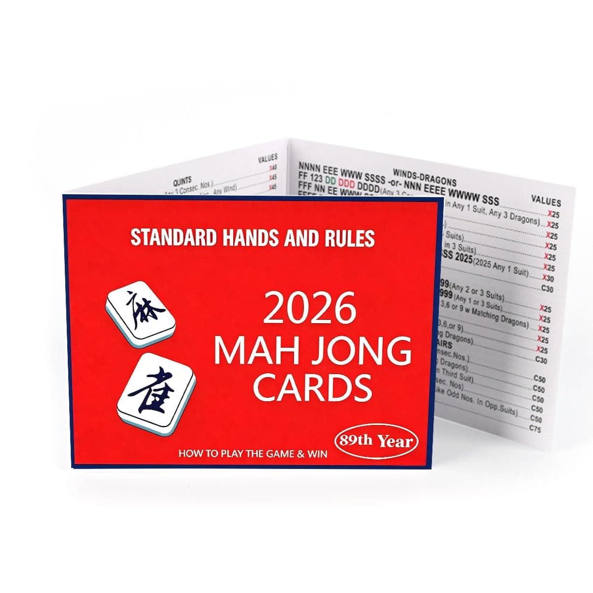 Mahjong Cards 2026 Red, 4 Pack American Mah Jongg Rule Card, Large Print Easy to Read, Jan 2026 Updated Revision, for Game Night Travel — view 4
