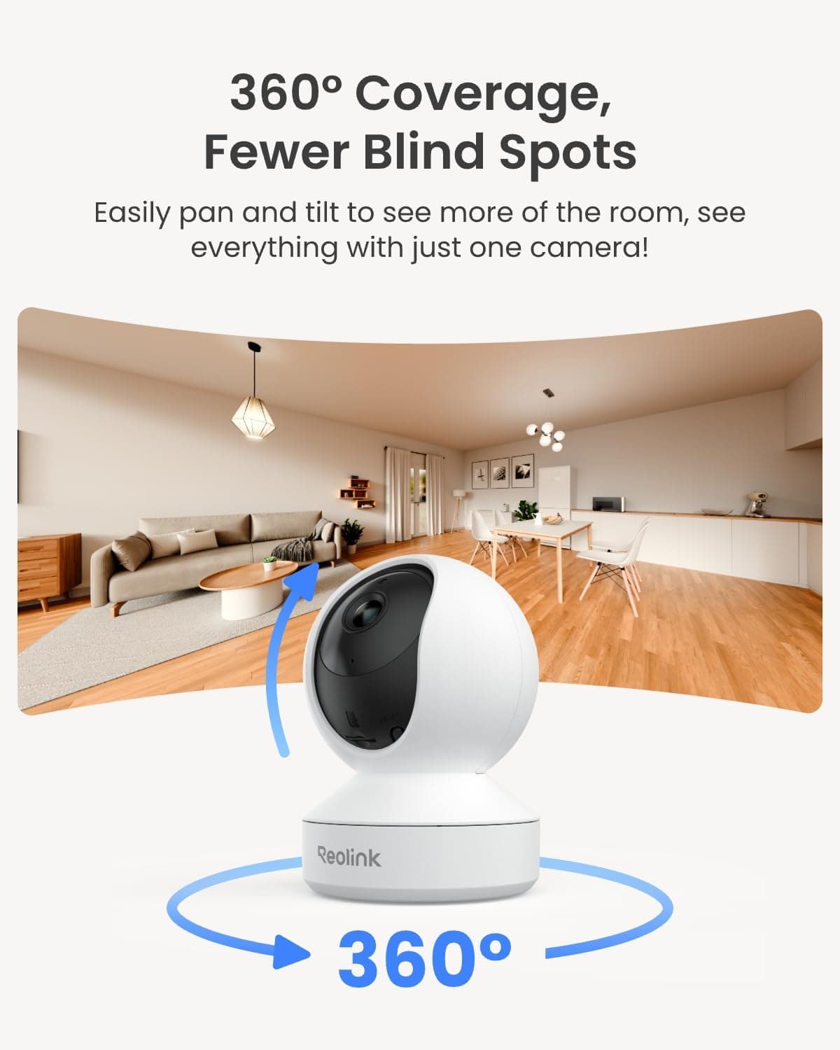 Reolink E1 4MP Indoor WiFi Security Camera - 360° Pan/Tilt Auto Tracking Baby Pet Monitor, AI Person/Pet/Cry Detection, 2-Way Talk, Night Vision, Local Storage, No Subscription, Works w/Alexa & Google — view 5