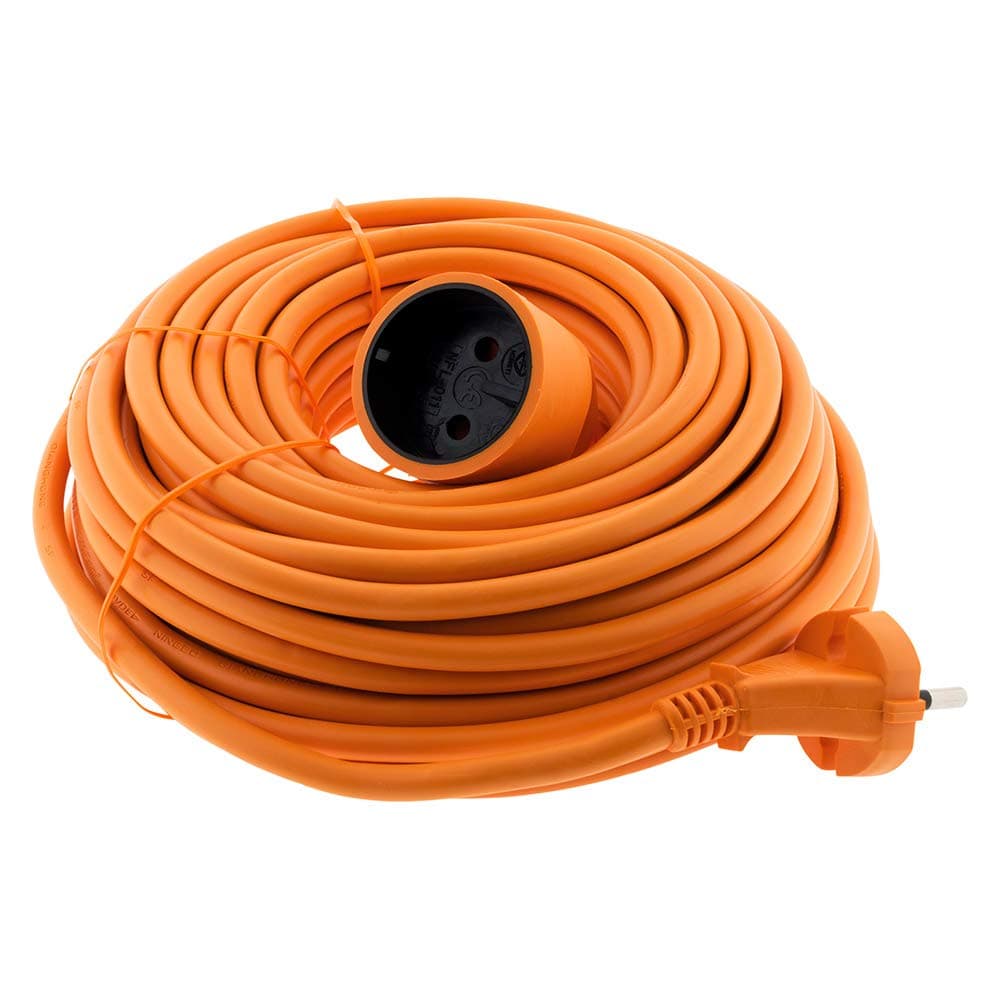 Zenitech - Alargador de Corriente 16A HO5VV-F 2x1,5mm² 3680W / 230V - Ideal para Cortacéspedes y Barbacoas - Resistente a Condiciones Exteriores - Conforme a Normas NF y CE - Naranja - Longitud 25m — view 8