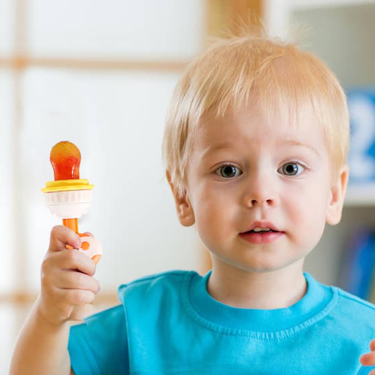 Alimentador Fruta Bebé - Mordedor Silicona Calmar Encías | Malla Chupete Led Weaning 4 Meses+ | Sin BPA, Limpieza Fácil, Herramienta Autoalimentación, Congelados Infantil — view 2