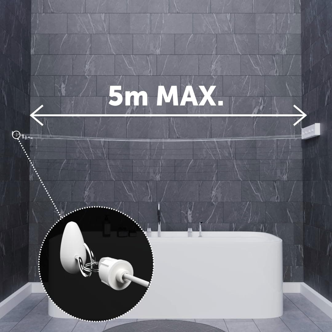 Cuncial TZ-S-4 | Tendedero Automático de Pared 4 Cuerdas | hasta 20 m de Tendido | Extensible 5 m por Cuerda | Blocaje Individual | Interior y Exterior | Compacto y Resistente | Fabricado en España — view 5