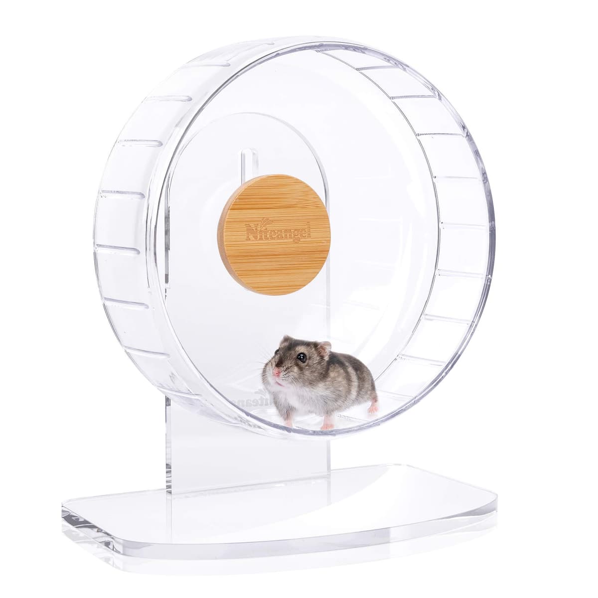 Niteangel Super Silent Hamster Exercise Wheels - Quiet Spinner Hamster Running Wheels with Adjustable Stand for Hedgehog Gerbils Mice Or Other Small Animals (Large, Transparent) — view 28