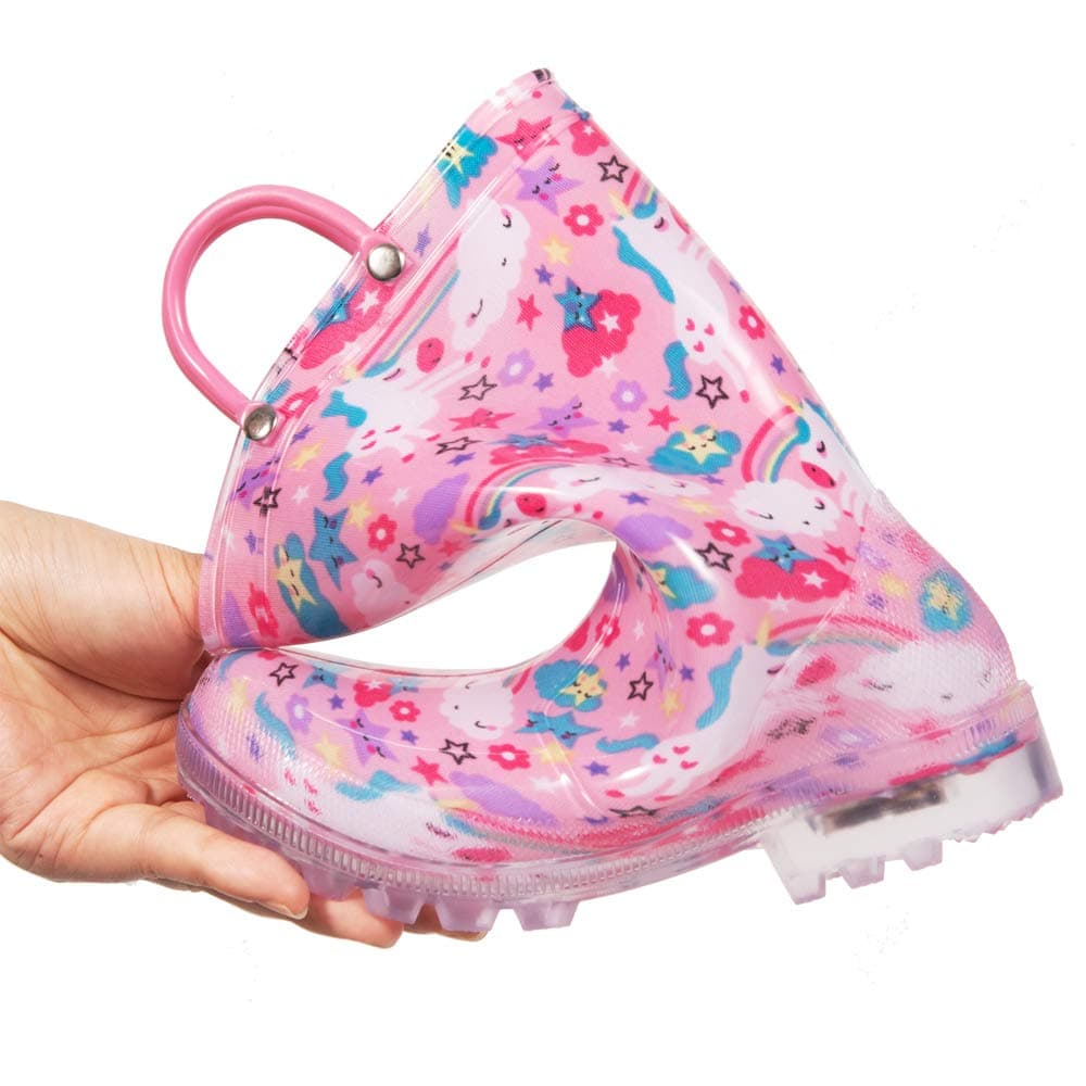 Hugrain Kids Adorable Light Up Wellies with Easy On Handles — view 2