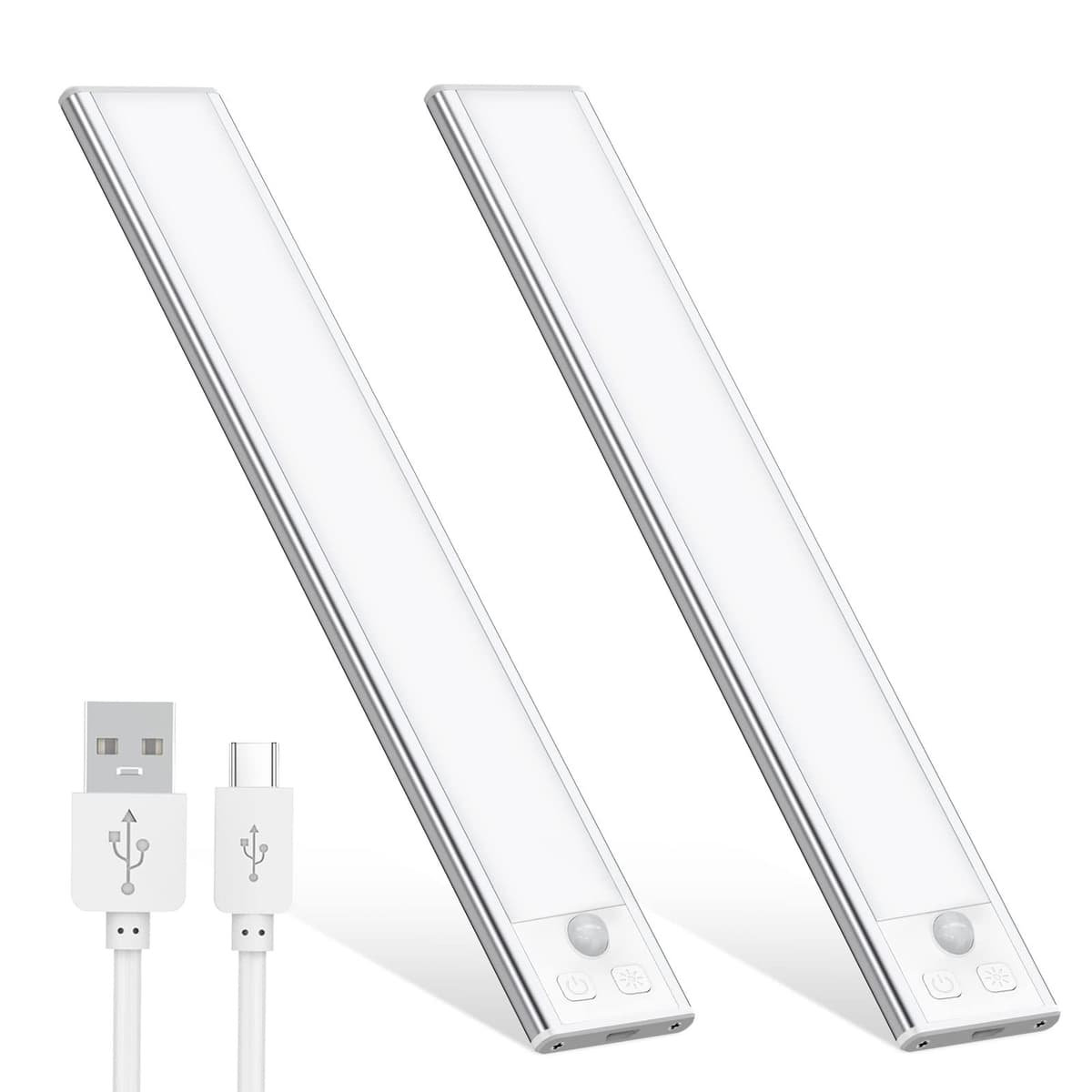 OUILA Under Cabinet Kitchen Lights, 64 LED [2 Pack] 3 Color Stepless Dimming Motion Sensor Lights Indoor, 1000mAh USB-C Rechargeable LED Lights for Cupboard, Kitchen — view 19