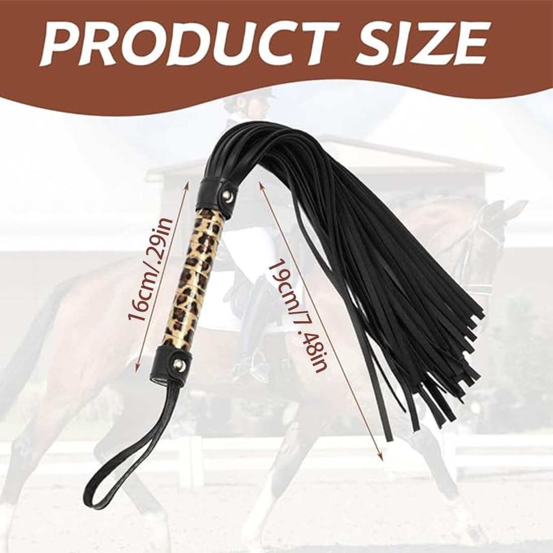Látigo de Cuero, Herramienta de Entrenamiento Diario para Caballos, Riendo para Salto y Carreras, Escobillón con Flecos, Accesorios para Disfraces, Deportes al Aire Libre, Fusta Equitación — view 2