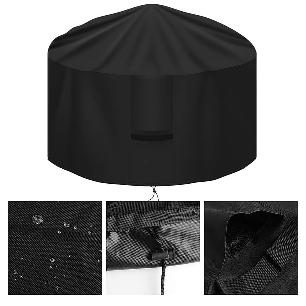 OKPOW Fire Pit Cover 75cm, Firepit Covers Waterproof Round-600D,Anti-UV,Heavy Duty Rip Proof Oxford Fabric Firepit Cover,Round Fire Pit Covers- Black(75 * 60cm) — view 5