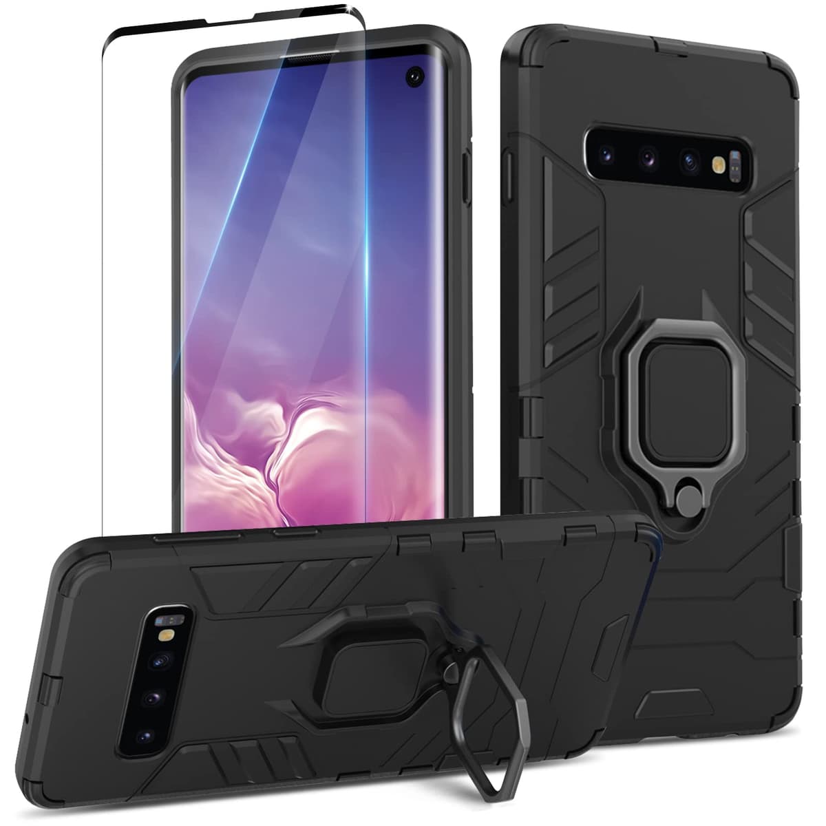 Funda para CMF Phone 2 Pro, Carcasa Antigolpes con Soporte anular metálico, Case Protectora de Grado Militar, Negro — view 261