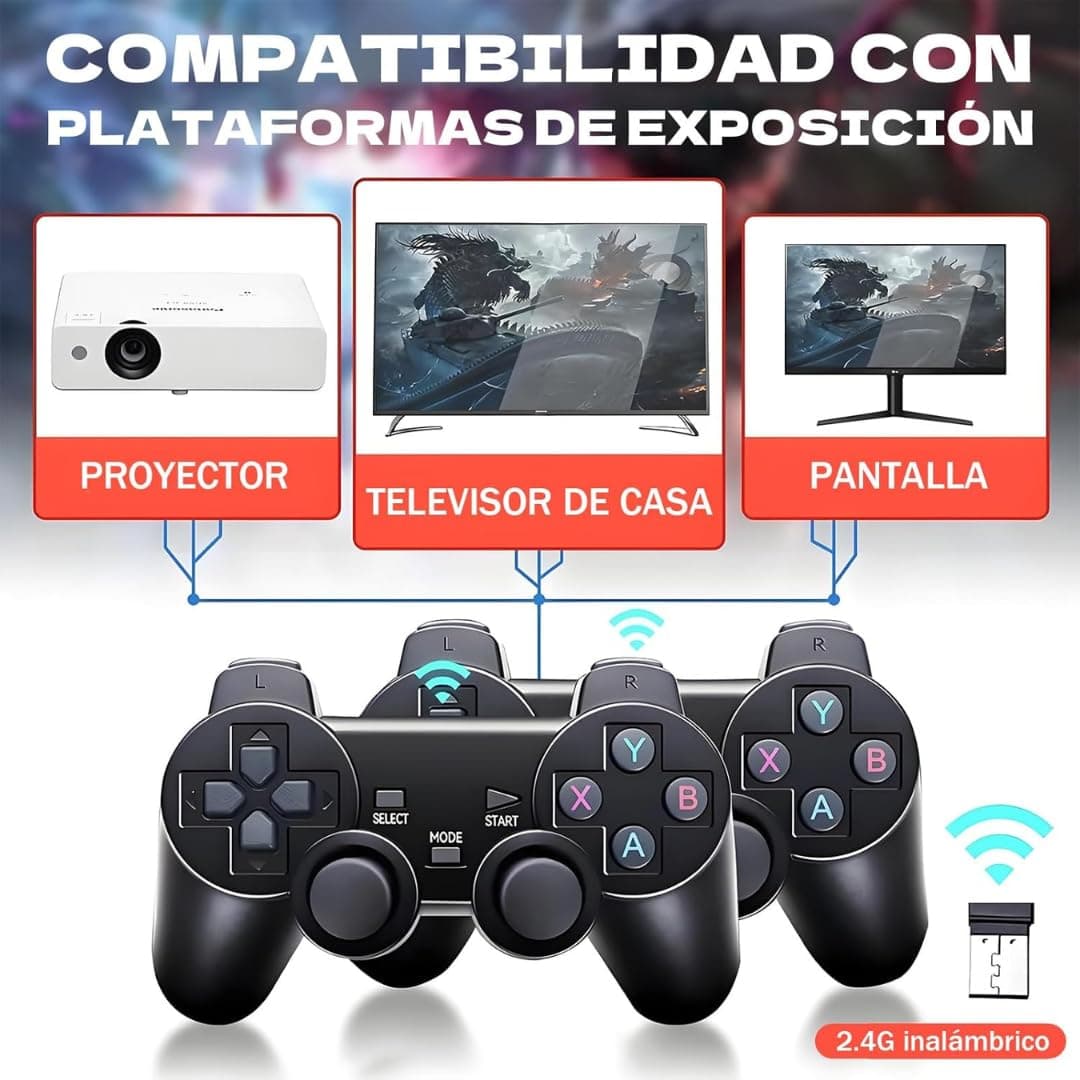 Retro Game Console with 20000+ Games, 64GB, 2 Wireless Controls, Compatible with 4K, Arcade Console Plug & Play — view 7