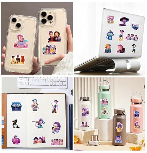 60 Pack Demon Hunters Stickers for Kids, Kpop Party Favors, Vinyl Waterproof Cool Movie Stickers for Water Bottle Laptop Computer Phone — view 4