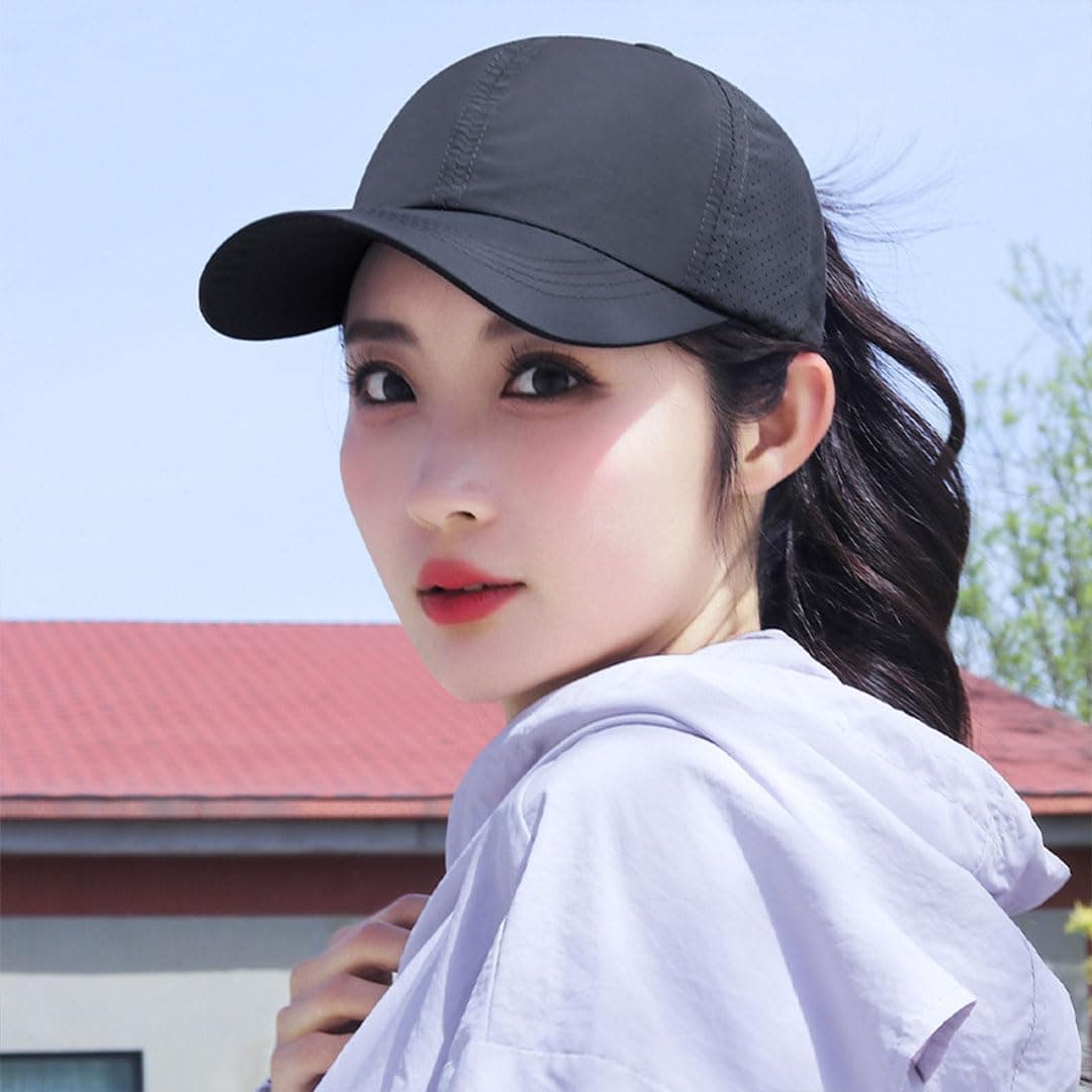 Gorra de Béisbol Mujer Cola de Caballo Verano Transpirable Gorra Secado rápido del Deporte Ponycap de High Messy Bun Ajustable Buckle — view 4