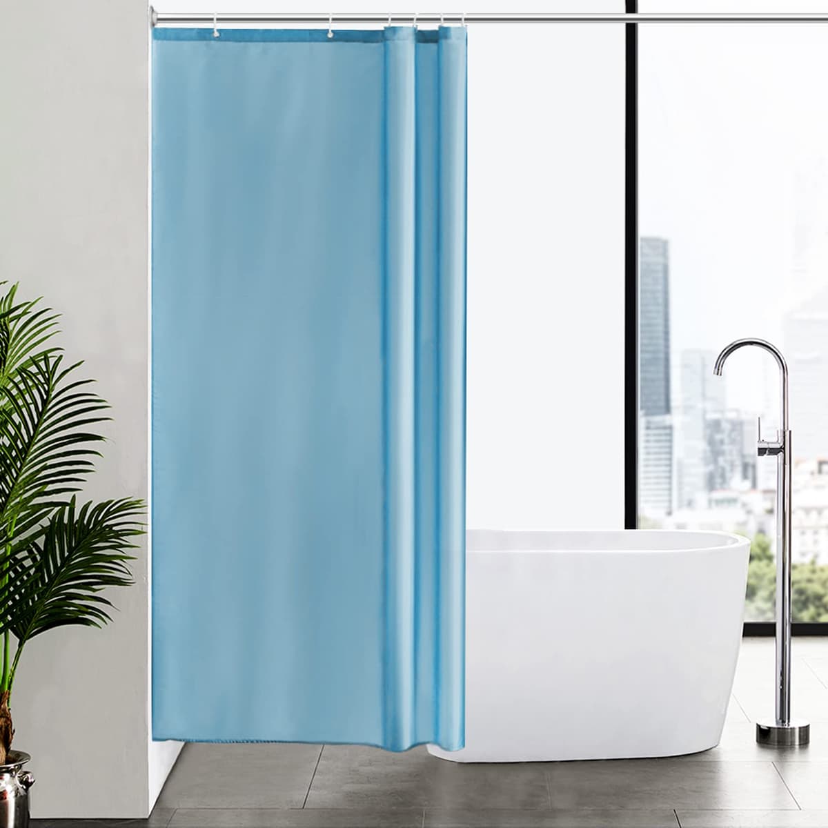 Furlinic Cortina Ducha 200x200cm Antimoho Impermeable Lavable Blanco Tela Poliéster Grandes Cortinas de Baño con 12 Aros de Cortina Ducha. — view 78