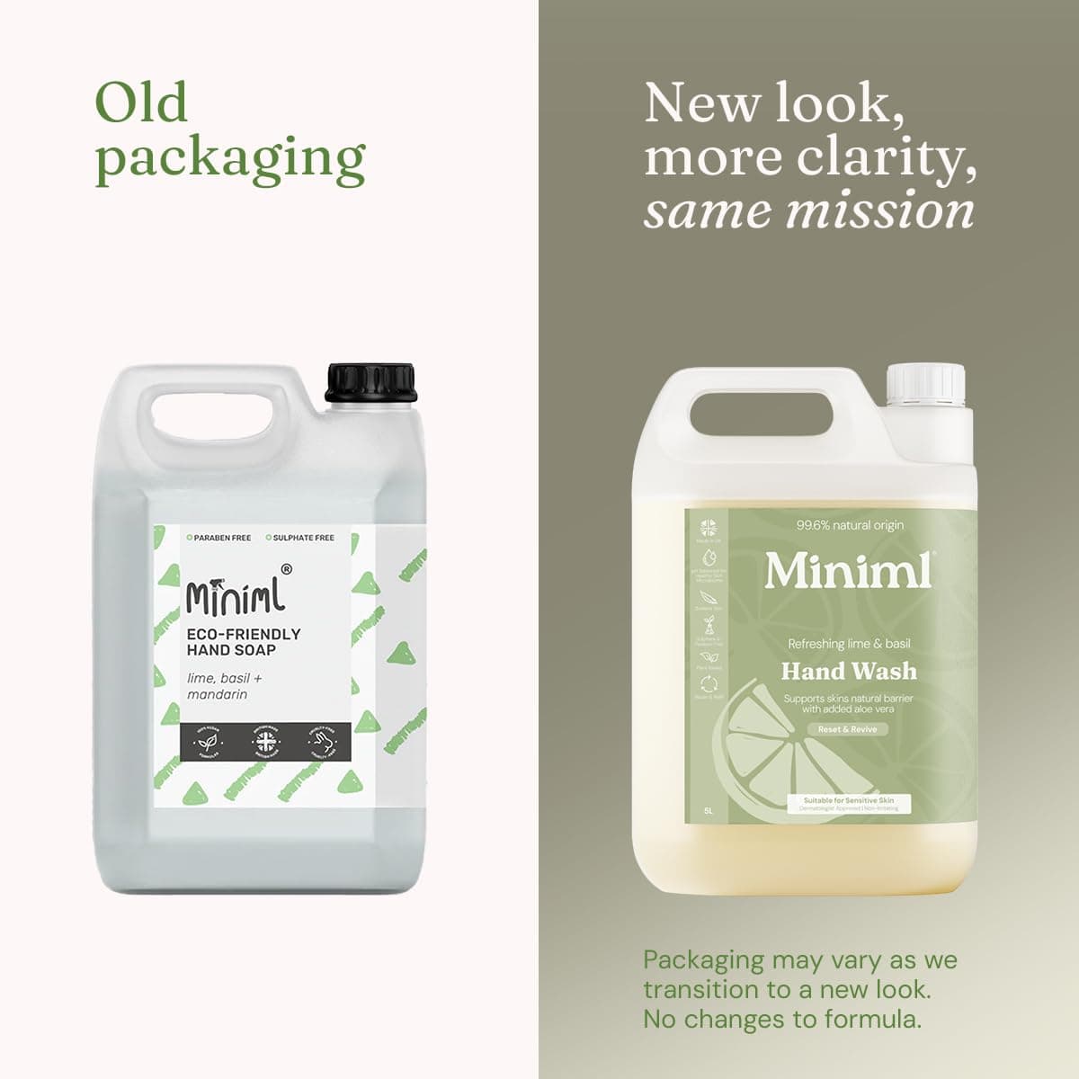 Miniml Hand Soap Wash Liquid 5L Refill - Lime, Basil & Mandarin Infused Hand, Skin & Body Wash Gel for Soft and Sensitive Skin Care - 100% Vegan & Cruelty Free — view 2