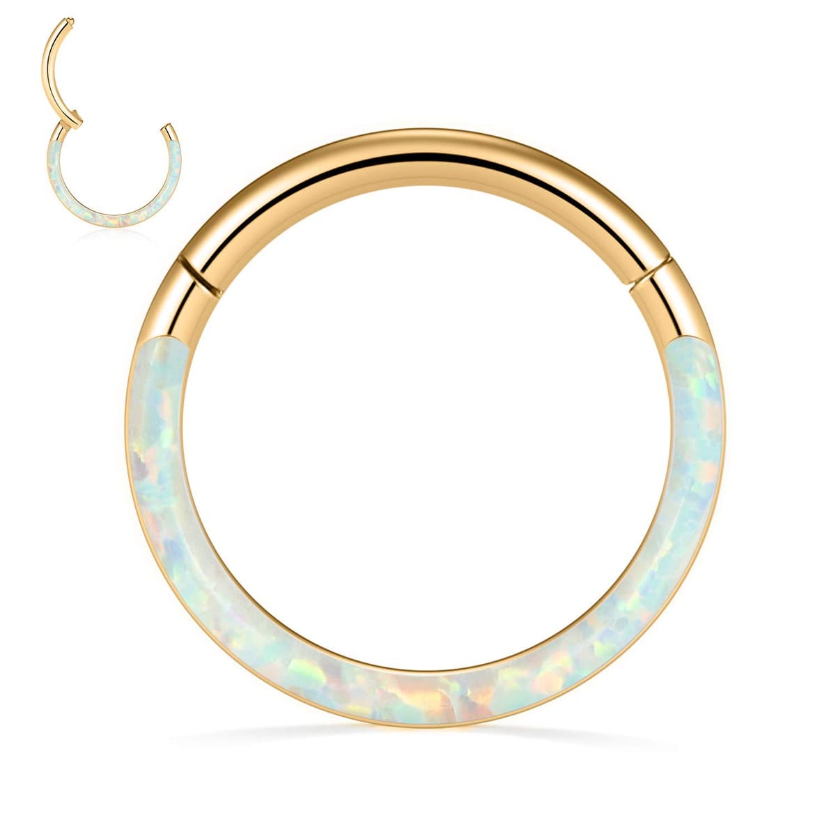 hengkaixuan CZ Opal Septum Jewellery Daith Ring Conch Hoop Seamless Clicker Ring Surgical Steel Rook Tragus Conch Piercing Jewellery Small Hoop Earring Nose Hoop Ring — view 29