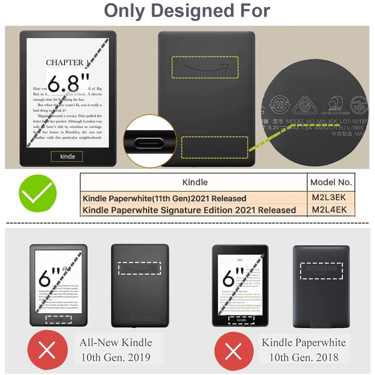 ZhaoCo Funda para Kindle Paperwhite de 6,8 Pulgadas 11.ª Generación 2021 y Kindle Paperwhite Signature Edition E-Reader con Auto-Sueño/Estela - Verde Azulado — view 2