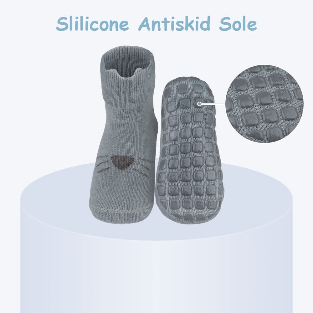 Vicloon Calcetines de Algodón Antideslizantes para Bebés, 5 Pares, Deportivos de 0 a 12 Meses — view 5