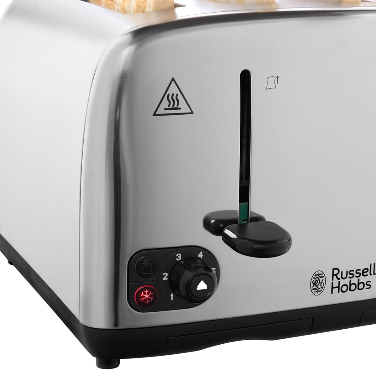 Russell Hobbs 4 Slice Toaster with Perfect Toast Technology for improved evenness (Wide slots, Lift & look feature, 6 Browning levels, Frozen & Cancel function, 1700W, Brushed & Stainless Steel) 24090 — view 4