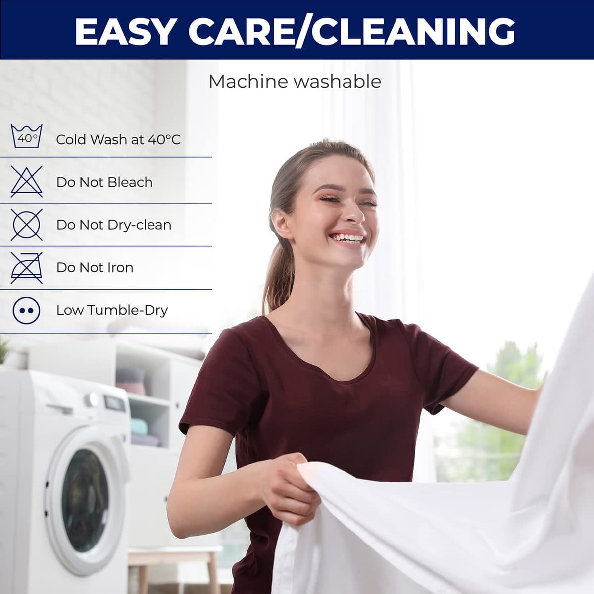 Caroline Shatuik 100% Waterproof Mattress Protector Double-30cm Extra Deep Stretch Skirt Non-Noisy Terry Top Fitted Mattress Protector Double Bed Cover(137x190cm) — view 6