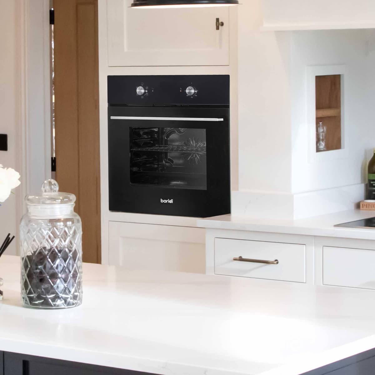60cm Built-In Five Function Fan Assisted Oven, 55L Capacity, Black - DH124 — view 4