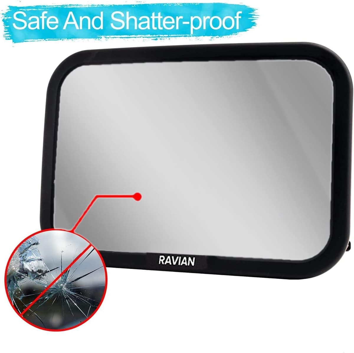 Baby Car Mirror for Back Seat Safest Newborn Essentials with Rear View, Shatterproof, Adjustable to See Rear Facing for Infants, Kids and Pets — view 6