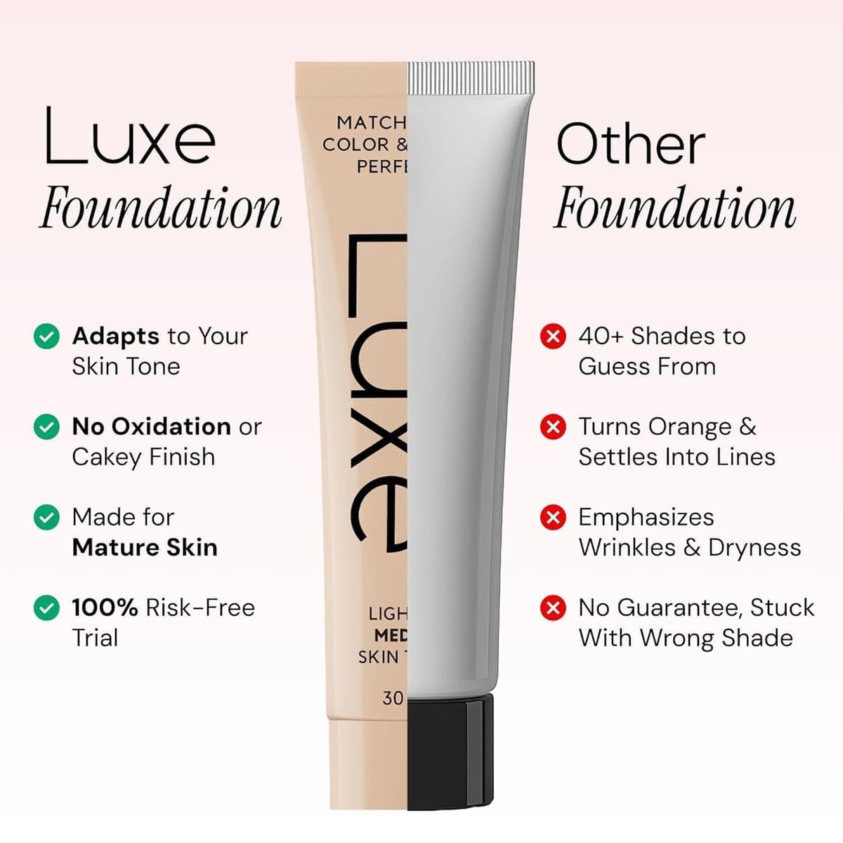 Self-Adjusting Foundation | Ideal For Fair Through Medium Tones | Luxe Research Lab(Light) — view 2