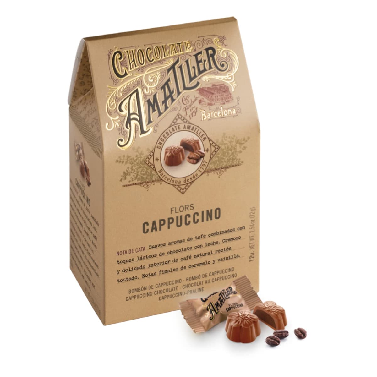 Chocolates Amatller Caja de Bombones Chocolate con Leche y corazón de Ganache Café Natural 72gr - Lata Metálica de Diseño - Regalo San Valentín — view 3