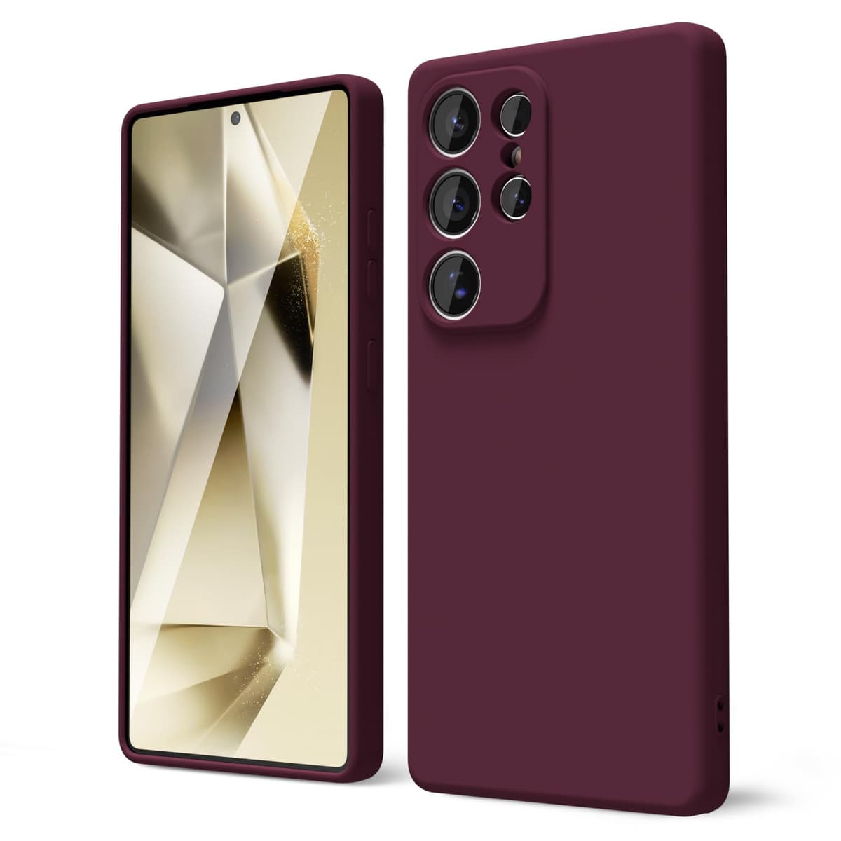 oakxco for Samsung Galaxy S25 Ultra Case Silicone, Thin Slim S25 Ultra Phone Case for Women Men, Aesthetic Solid Color, Soft Rubber Gel Plain Protective Bumper Grip, Burgundy Fall